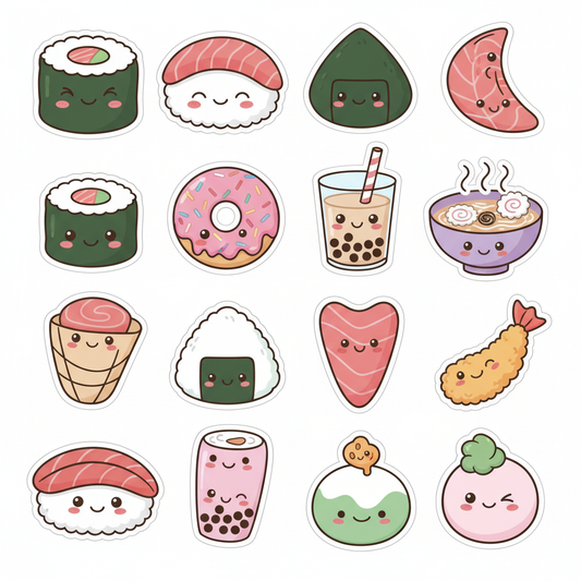 Kawaii Food sticker strip