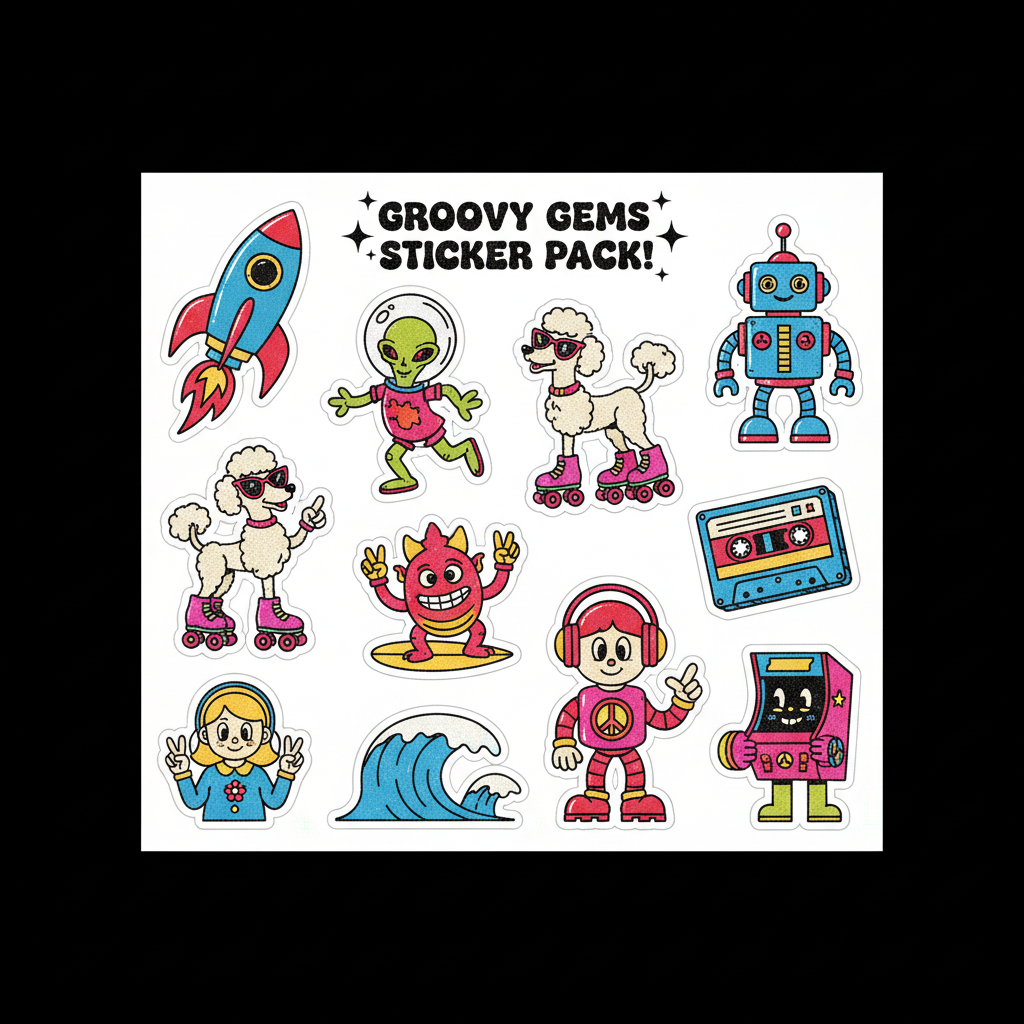Retro Cartoon sticker strip