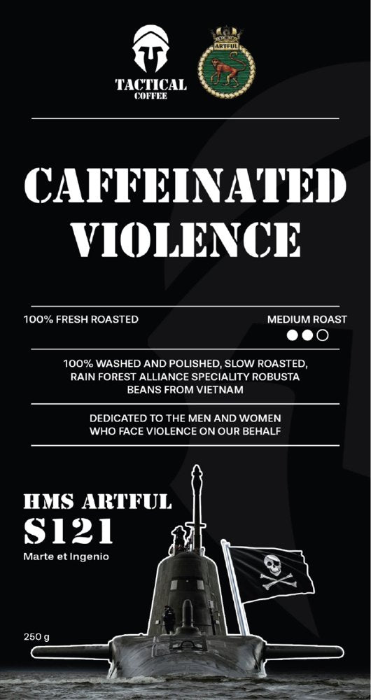 HMS Artful S121 Caffeinated Violence label